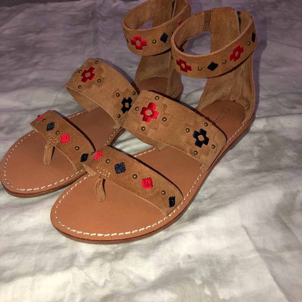 NWOB Soludos Western Embroidered Strap Sandals - Picture 1 of 8